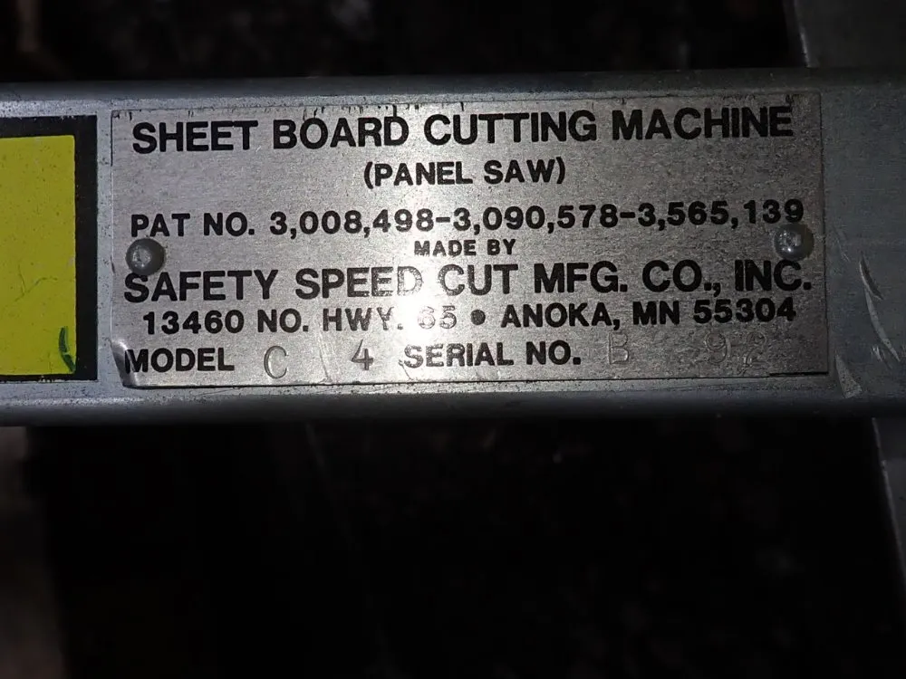 Safety Speed Cut Mfg Co Sheet Board Cutting Machine - C4