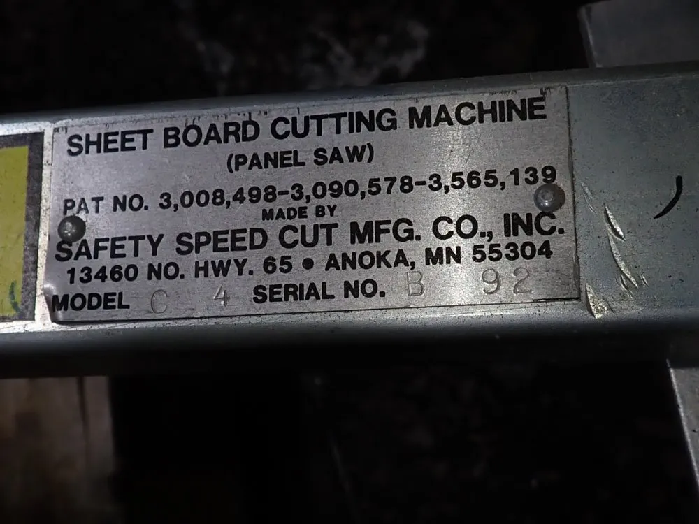 Safety Speed Cut Mfg Co Sheet Board Cutting Machine - C4