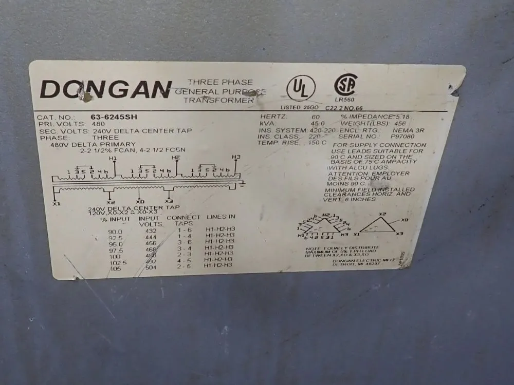 Dongan 45 Kva Transformer - 63-6245sh