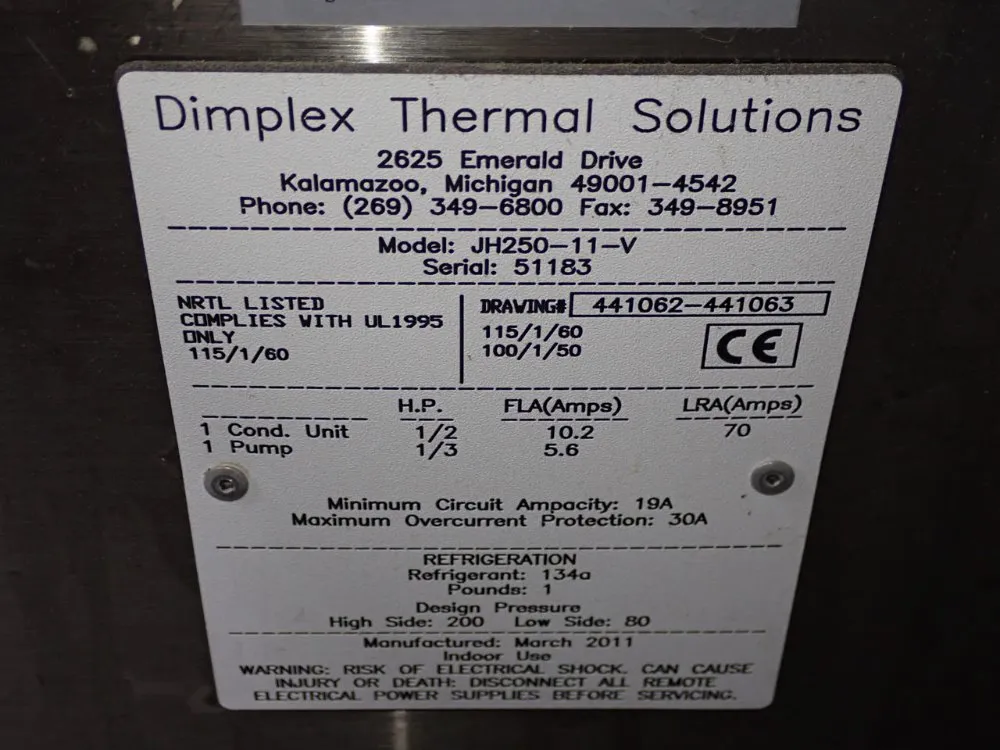 Dimplex Thermal Solutions Chiller - Jh250-11-v