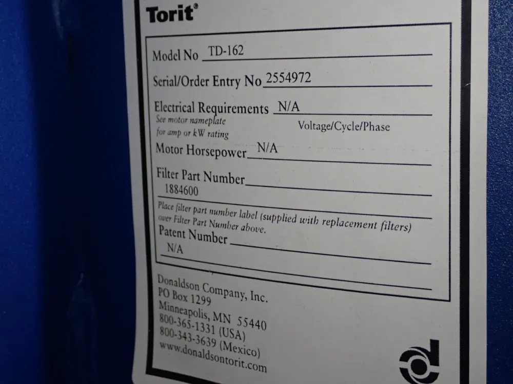 Torit Donaldson 5 Hp Dust Collector - Td-162
