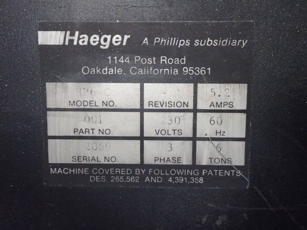 Haeger 6 Ton Insertion Press - Hp6-c