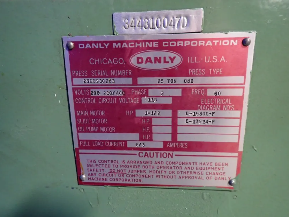 Danly Machine Corp. 25 Ton 25 Ton Obi Press