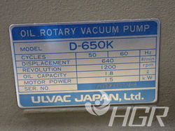 Used Ulvac Vacuum Pump | HGR*24 Used Ulvac Vacuum Pump | HGR*24