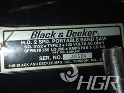 Used Black Decker Portable Band Saw HGR Industrial Surplus