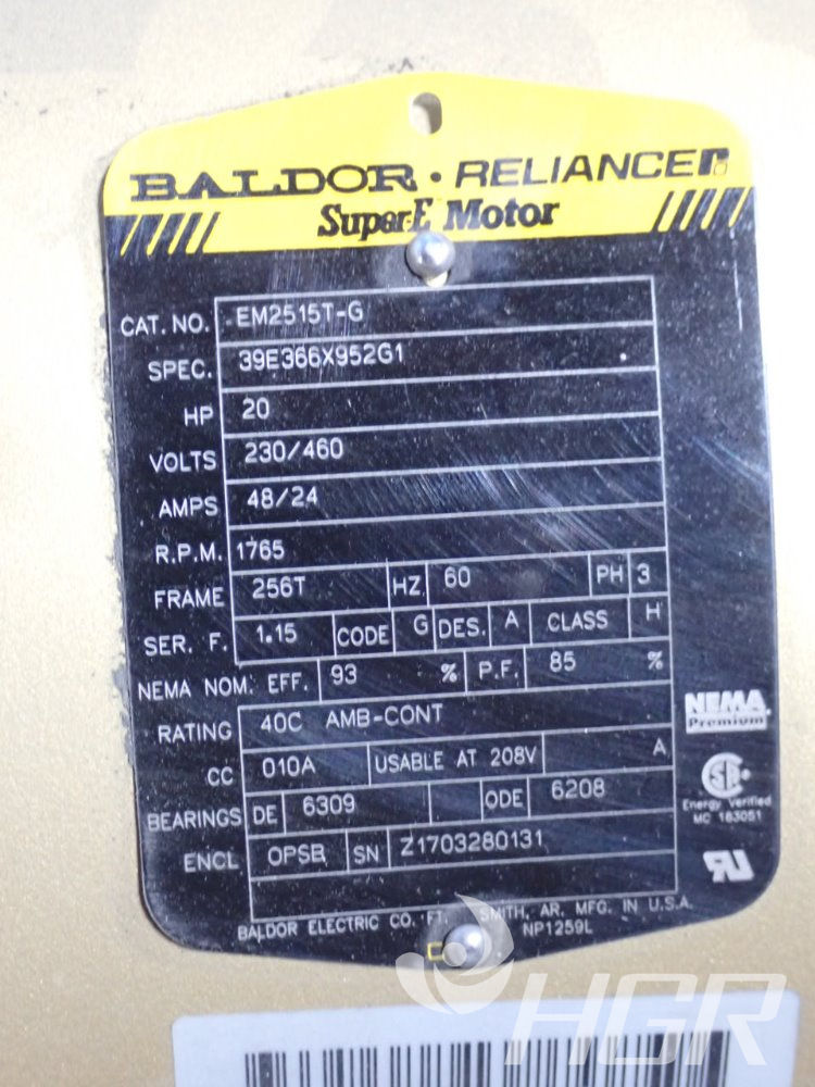 100 HP 1188 RPM Baldor Reliance, Frame 444LP, TEFC, Service, 56% OFF