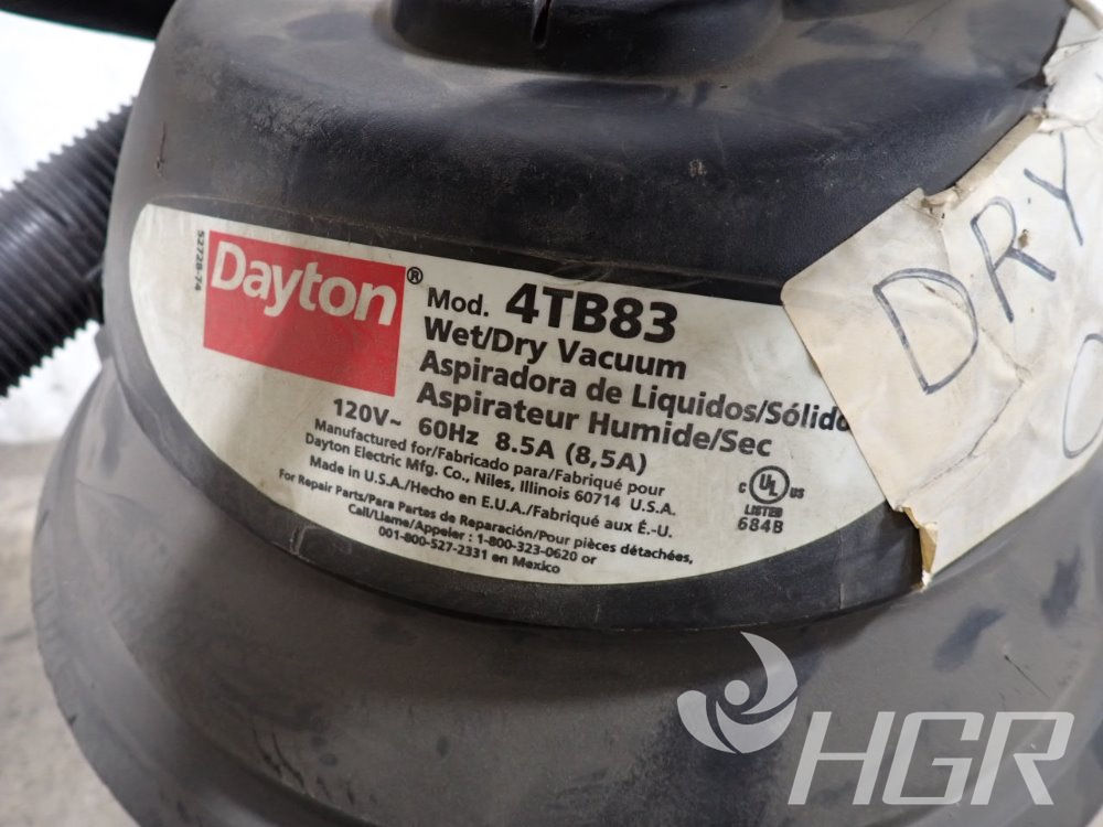 Dayton 6H003B Indoor / Outdoor Dry Vacuum - Roller Auctions