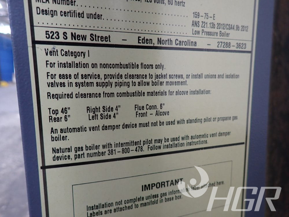 Used Weilmclain/wm Weilmclain/wm Eg75 Boiler HGR Industrial...
