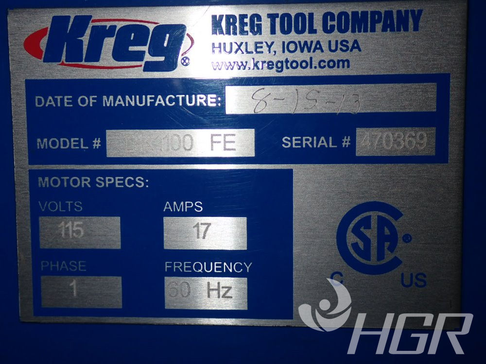 Used Kreg Tool Co. Kreg Tool Co. Dk1100fe Pocket Hole Machine