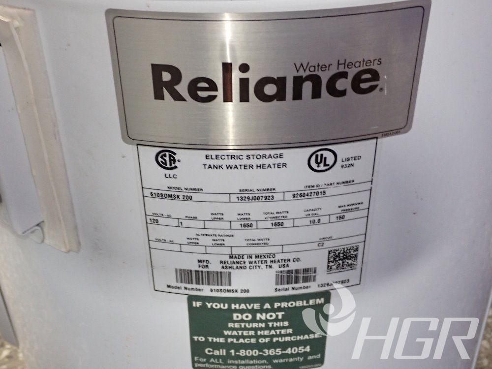 Used Reliance Hot Water Tank HGR Industrial Surplus