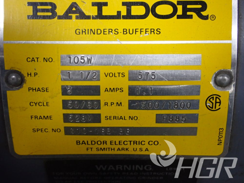 Baldor Electric GA16 Grinder Pedestal - GRAY32-7/8H F