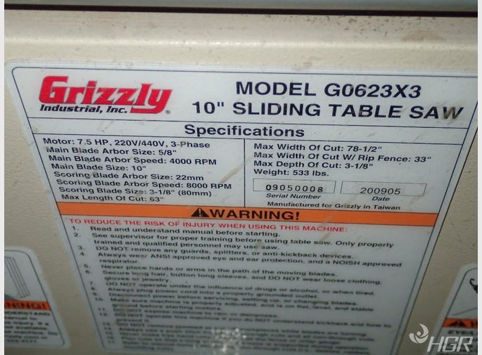Grizzly Sliding Table Saw