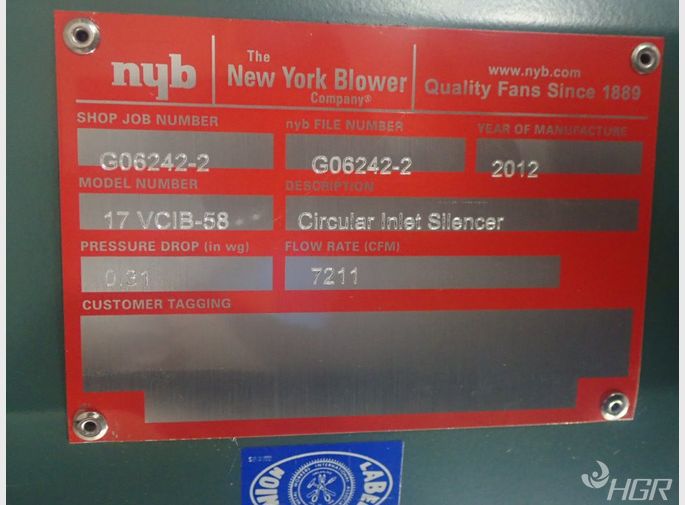 New York Blower New York Blower 17 Vcib58 Circular Inlet Silencer