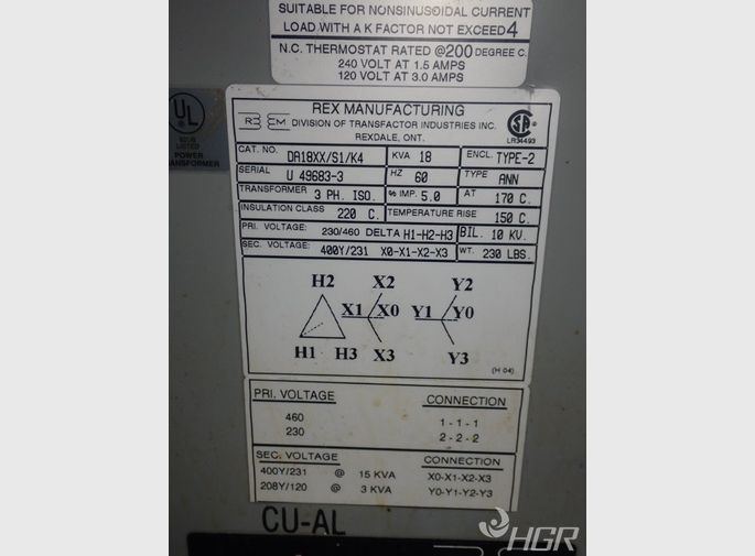 Rex Mfg Transformer Assembly