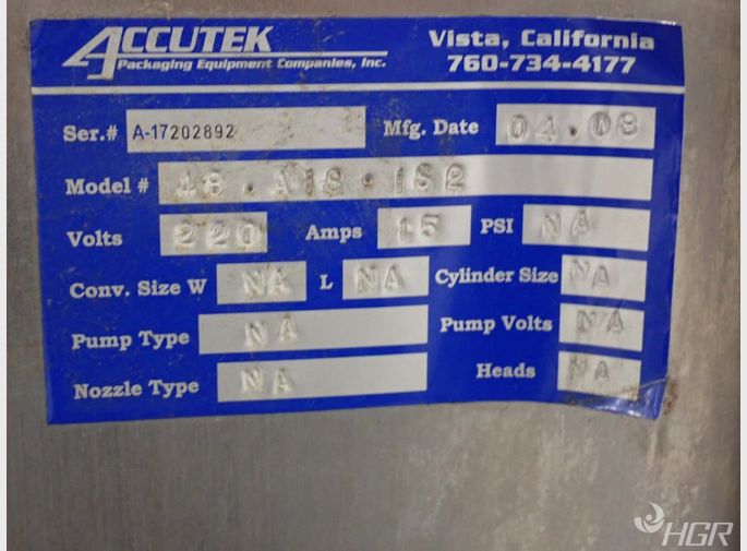 Accutek Accutek Rg2000aa8a1s1s2 Automatic Induction Sealer