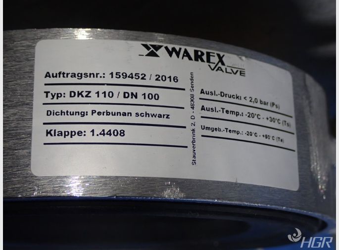 Warex Butterfly Valve W Actuator