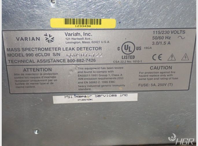 Varian Mass Spectrometer Leak Detector