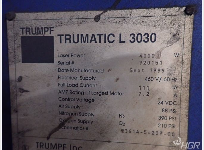 Trumpf Trumpf Trumatic L3030 Laser System