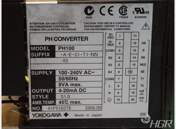  Yokogawa Ph100ae21t1nn65 Temperature Controller Sn 91f510378