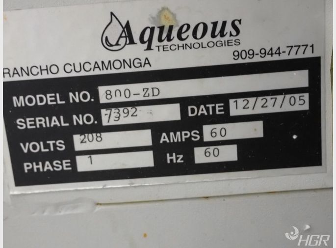 Aqueous Technologies Aqueous Technologies 800zd Batch Cleaner
