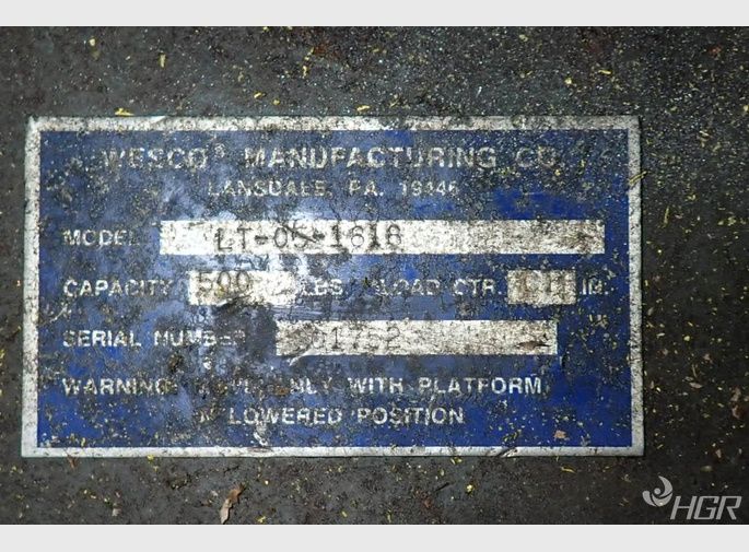 Wesco Hydraulic Lift Table