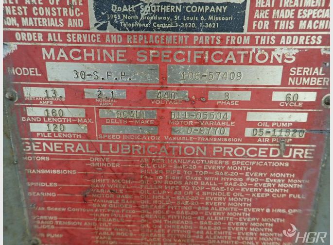 Doall Vertical Bandsaw