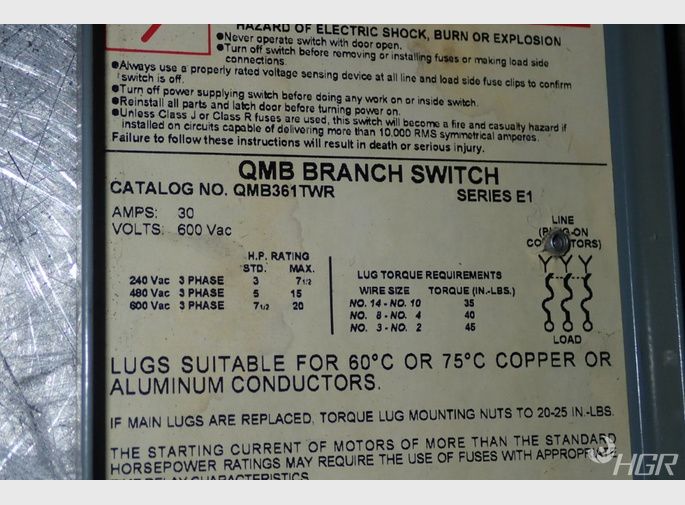 Square D Bus Plugpanel Board Switch