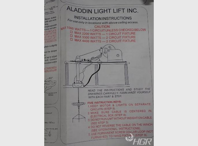 Aladdin Light Lift Installation Instructions Shelly Lighting
