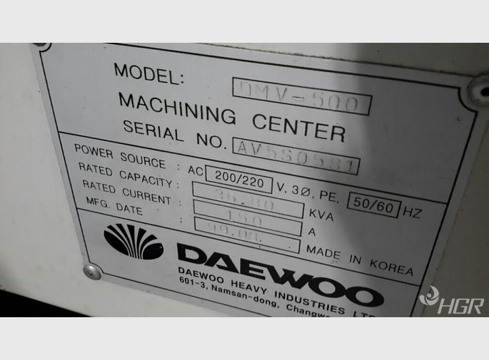 Used Daewoo Daewoo Dmv 500 CNC Vertical Machining Center HGR