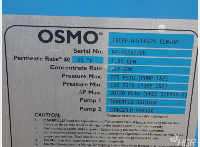 Osmonics Reverse Osmosis System