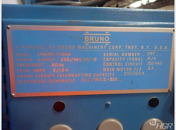 Bruno Machinery Unwind Roller Stand