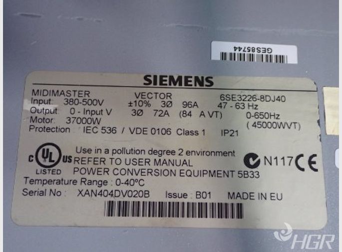 Siemens Vector Control Sensorless Drive