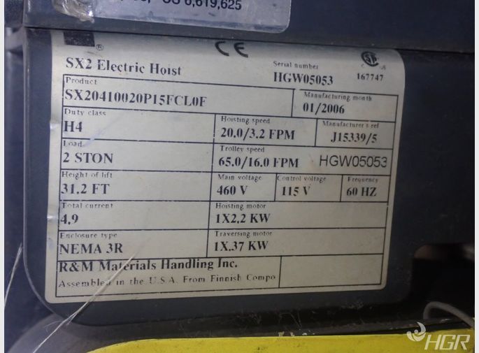 Rm Rm Sx2 Electric Cable Hoist