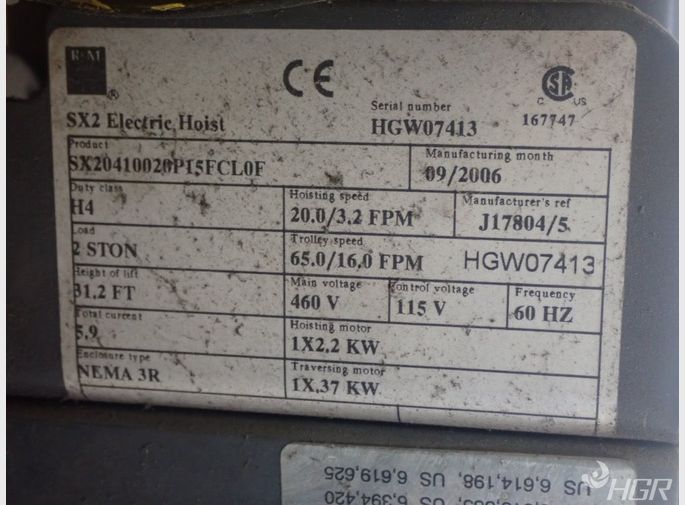 Rm Rm Sx2 Electric Cable Hoist