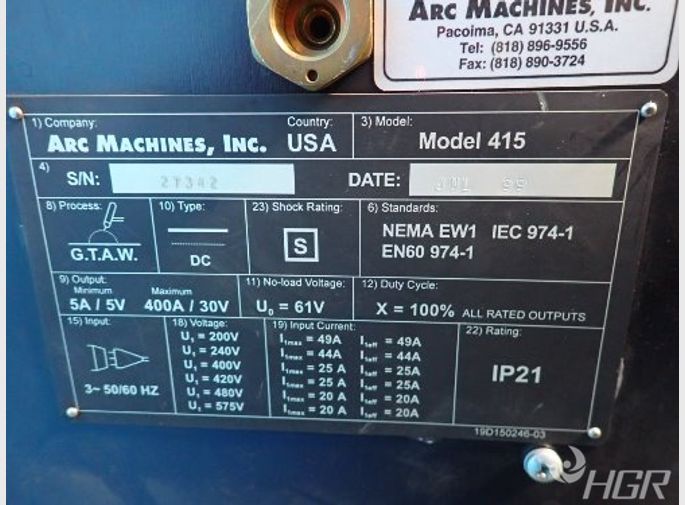 Ami  Arc Machines Ami  Arc Machines 415 Orbital Welder