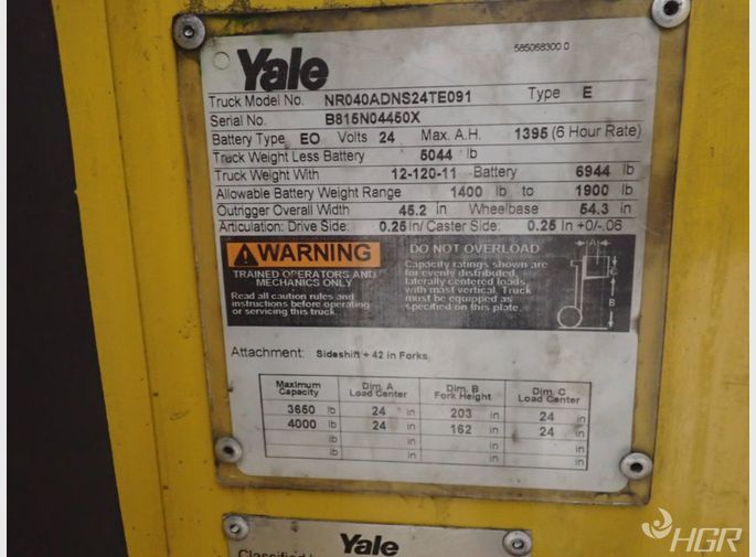 Yale Yale Nr040adns24te091 Electric Straddle Lift