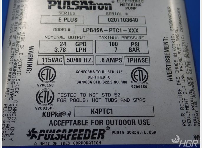 Pulsatron Poly Tank W Metering Pump
