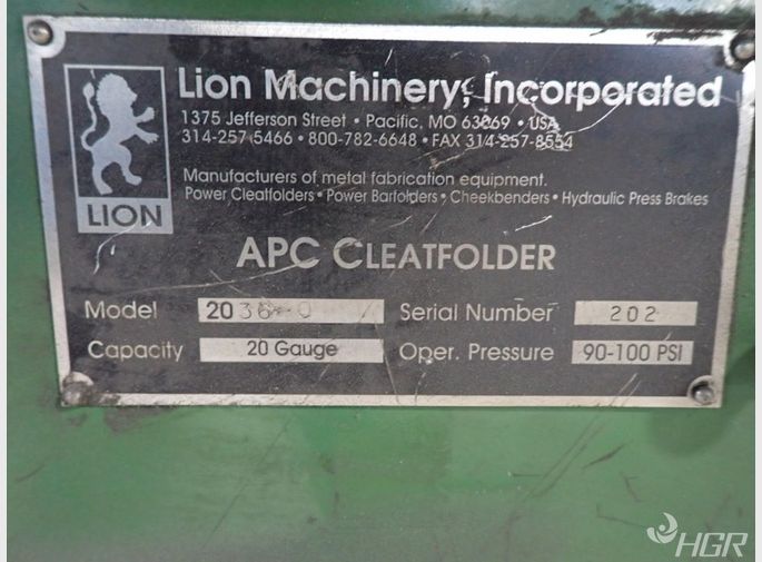Lion Machinery Apc Cleatfolder