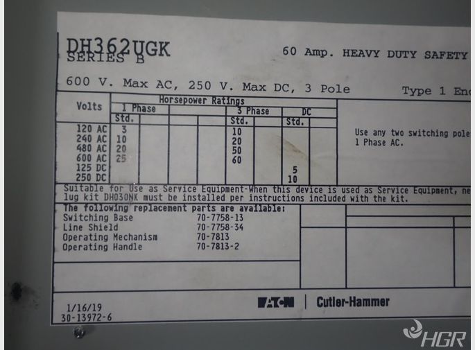 Eaton Nonfusible Disconnect