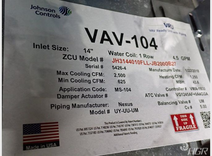 Johnson Controls Single Duct System