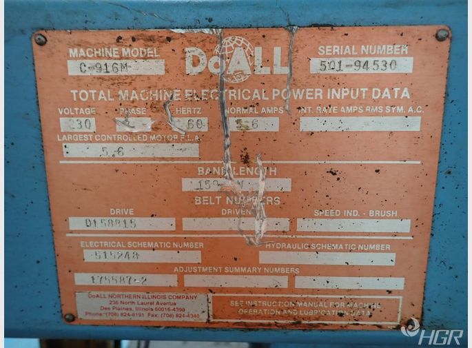 Doall Horizontal Band Saw