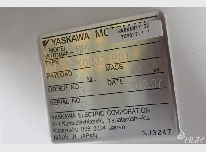 Yaskawa Motoman Motoman Mpk2 Robot