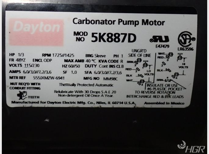 Dayton Carbonator Pump Motor