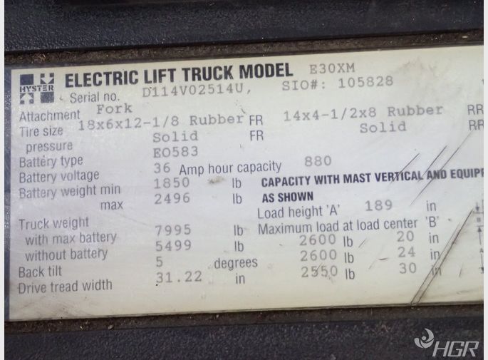 Hyster Electric Forklift W Slip Sheet