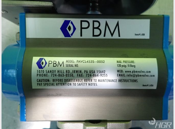 Pbm Pbm Pavcl453s0052 Pneumatic Actuated Valve