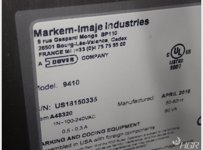 Markem Imaje Industries Markem Imaje Industries 9410 Ink Jet Printer