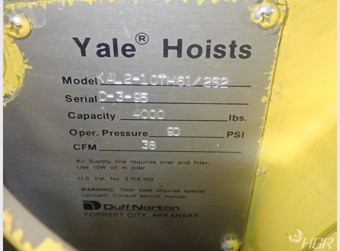 Yale Yale Kal210th61252 Pneumatic Chain Hoist