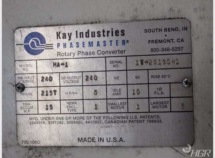 Kay Industries Rotary Phase Converter