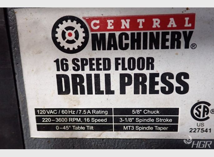Used Central Machinery 16 Speed Drill Press HGR Industrial Surplus