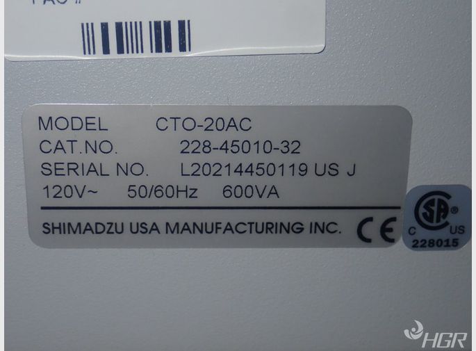 Shimadzu Shimadzu Cto20ac Column Oven